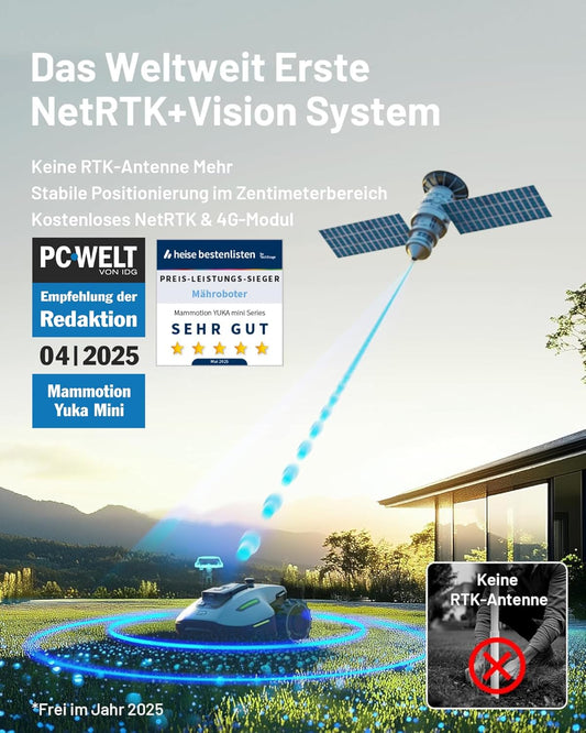 Mammotion YUKA Mini 700 Mähroboter mit Garage – Kabelloses Rasenmähen mit KI-Navigation & NetRTK+ Vision-System